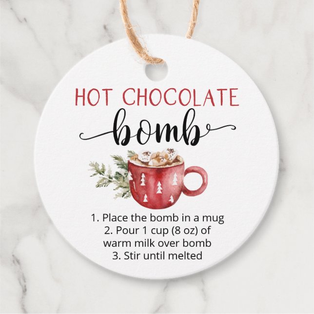 Étiquettes Cadeau Bombe de chocolat chaud aquarelle mignonne  (Devant)