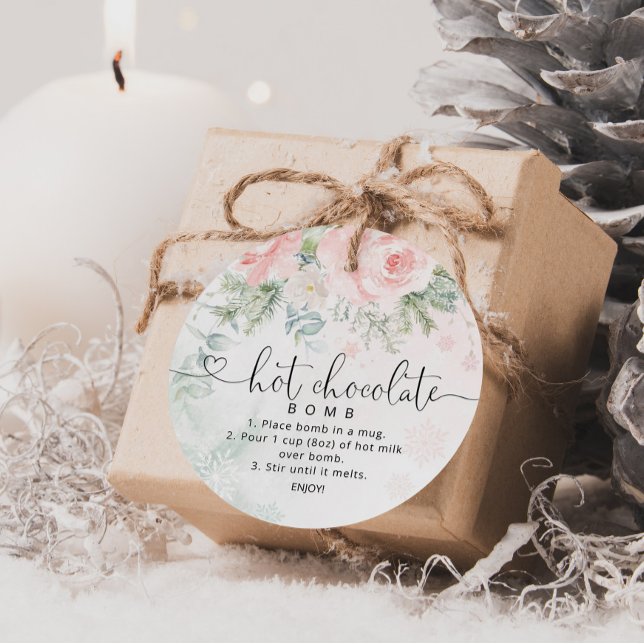 Étiquettes Cadeau Bombe de chocolat chaud rose blush (Créateur téléchargé)