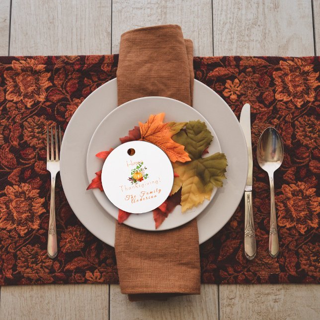 Étiquettes Cadeau Bon thanksgiving citrouille aquarelle Favoriser le (Créateur téléchargé)