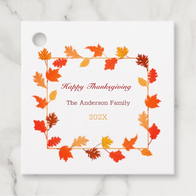 Étiquettes Cadeau Bon thanksgiving Coloré Feuilles d'automne (Devant)