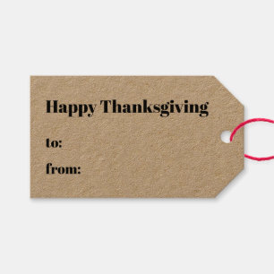 Étiquettes-cadeau Bon thanksgiving noir à partir de kraft moderne