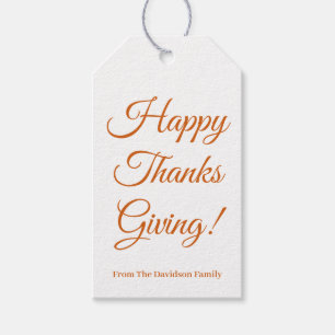 Étiquettes-cadeau Bon thanksgiving orange élégant script personnalis