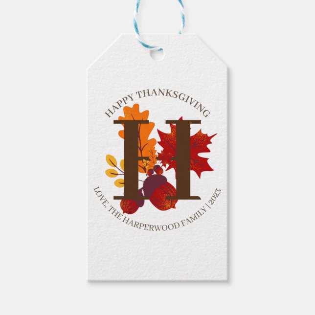 Étiquettes-cadeau Bon thanksgiving simple de récolte d'automne de mo (Devant)