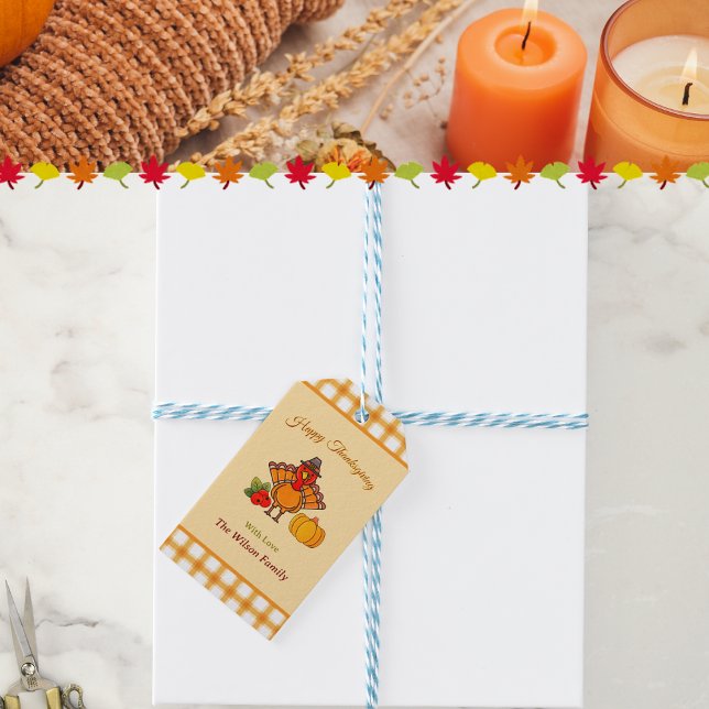 Étiquettes-cadeau Bon thanksgiving Turquie Citrouille jaune orange (Créateur téléchargé)
