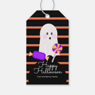 Étiquettes-cadeau Bonbons fantômes d'Halloween pour la tournée des f