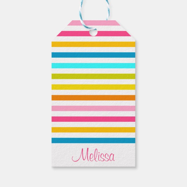 Étiquettes-cadeau bonbons rayures été printemps style chic (Dos)
