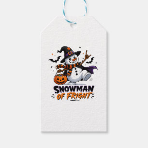 Étiquettes-cadeau Bonhomme de neige d'Halloween effrayant