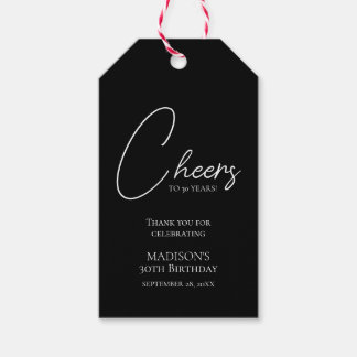 Étiquettes-cadeau Bonjour à n'importe quel âge 30e anniversaire noir