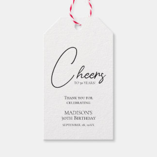 Étiquettes-cadeau Bonjour à n'importe quel âge 30e anniversaire noir