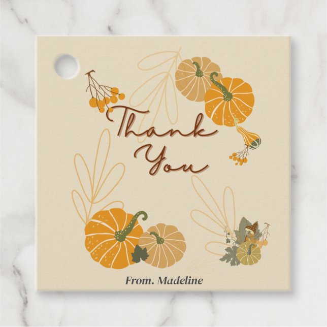 Étiquettes Cadeau Bonjour automne feuille automne citrouille Favoris (Devant)