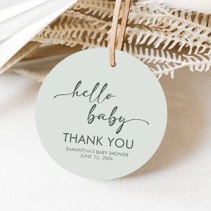 Étiquettes Cadeau Bonjour Bébé Baby Shower Minimaliste Rond