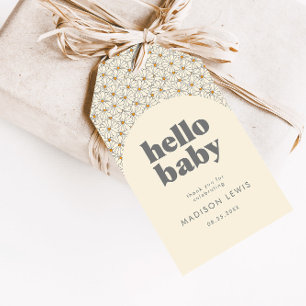 Étiquettes-cadeau Bonjour Bébé Retro Boho Daisy Personnalisé Faveur