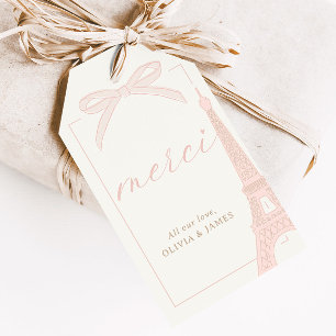 Étiquettes-cadeau Bonjour Bébé Rose Paris Eiffel Faveur de Baby Show