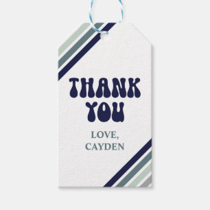 Étiquettes-cadeau Bonjour cinq rayures rétro