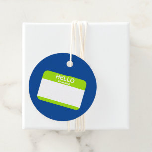 Étiquettes Cadeau Bonjour Mon Nom Nametag Blue Green Office Fun