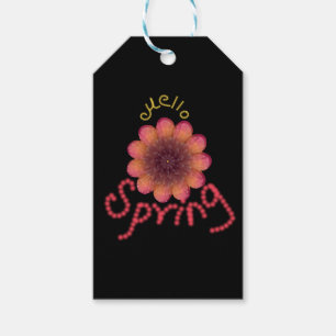 Étiquettes-cadeau Bonjour Printemps - Fleur Texturée Art Orange et R