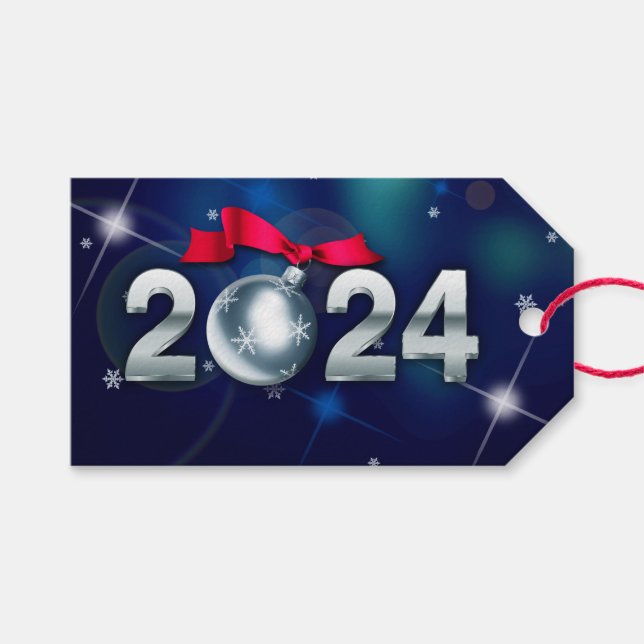 Étiquettes-cadeau Bonne année 2024 (Devant (Horizontal))