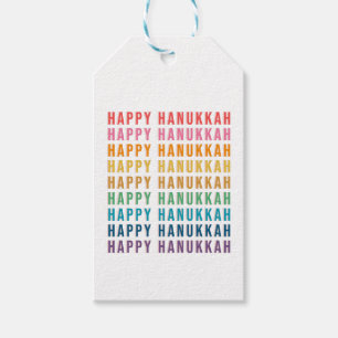 Étiquettes-cadeau Bonne Hanoukka   Typographie simple des couleurs a