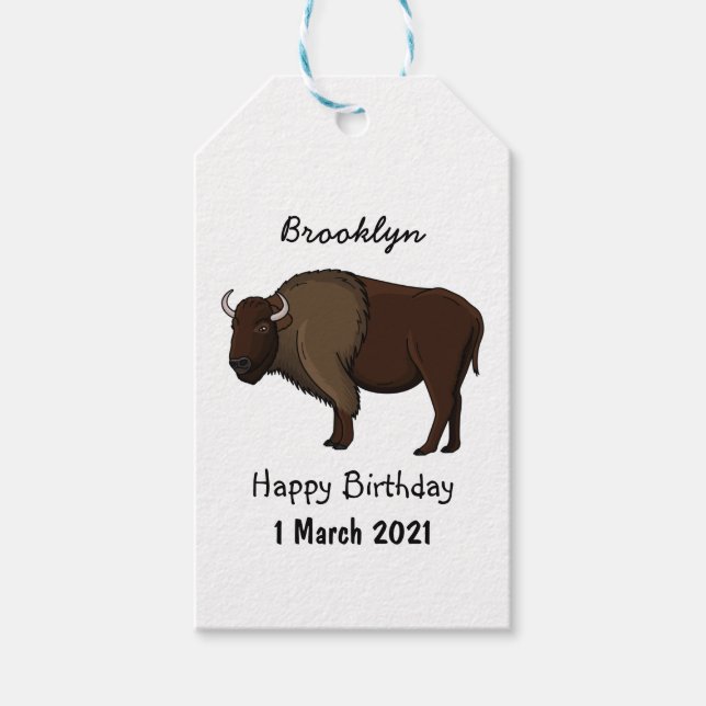 Étiquettes-cadeau Bonne illustration de bison américain (Devant)