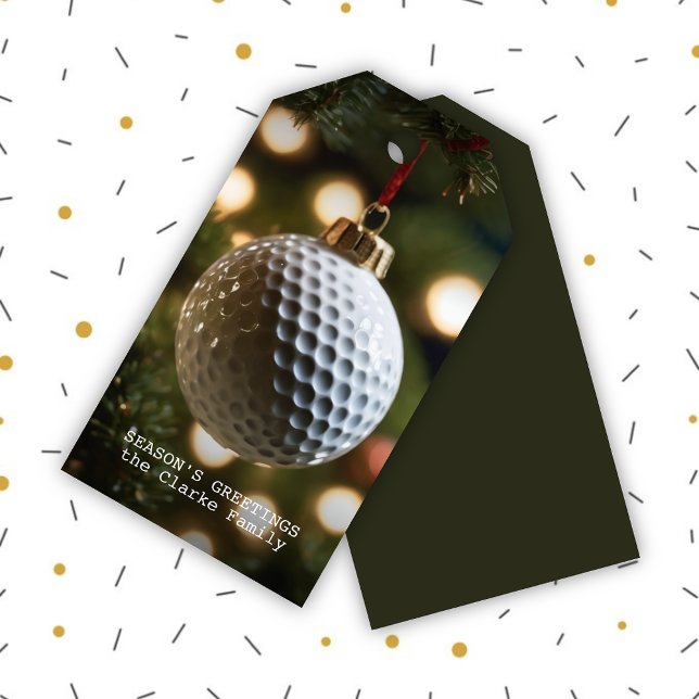 Étiquettes-cadeau Bonnes Fêtes de golf Dark Green Noël (Créateur téléchargé)