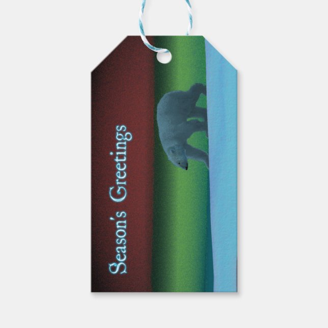 Étiquettes-cadeau Bonnes Fêtes - Lumières polaires Ours polaire (Devant)