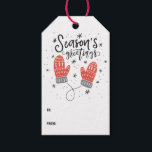 Étiquettes-cadeau Bonnes Fêtes mignonnes Red Mittens<br><div class="desc">Marque cadeau de vacances moderne et festif avec lettrage à la main,  mitaines rouges et motif de neige. Il fait partie d'une collection de vacances "Bonnes Fêtes Red Mitten". Des articles complémentaires sont disponibles.</div>