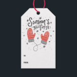 Étiquettes-cadeau Bonnes Fêtes mignonnes Red Mittens<br><div class="desc">Marque cadeau de vacances moderne et festif avec lettrage à la main,  mitaines rouges et motif de neige. Il fait partie d'une collection de vacances "Bonnes Fêtes Red Mitten". Des articles complémentaires sont disponibles.</div>