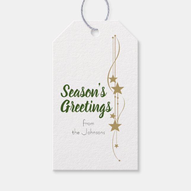 Étiquettes-cadeau Bonnes Fêtes Noël Holiday Gold Stars (Devant)