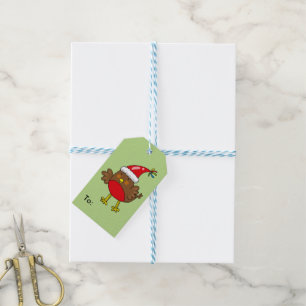 Étiquettes-cadeau Bonnes fêtes Noël mignon Robin