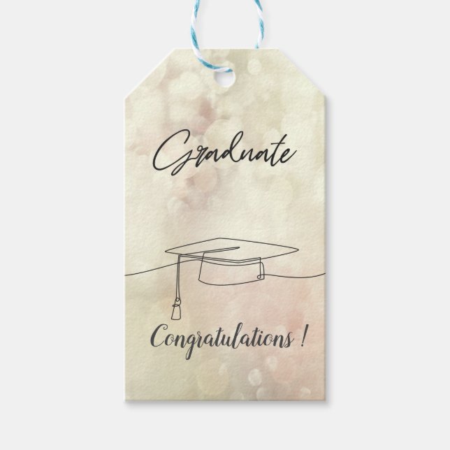 Étiquettes-cadeau Bonnet de diplômé, Bokeh, Diplômé (Devant)
