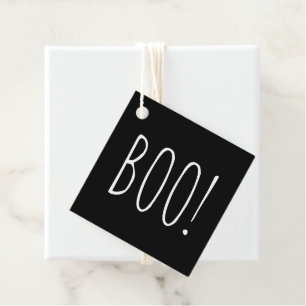 Étiquettes Cadeau Boo ! Fête d'Halloween. Noir et blanc simple migno