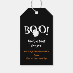 Étiquettes-cadeau BOO Gentil fantôme Noir et blanc Halloween