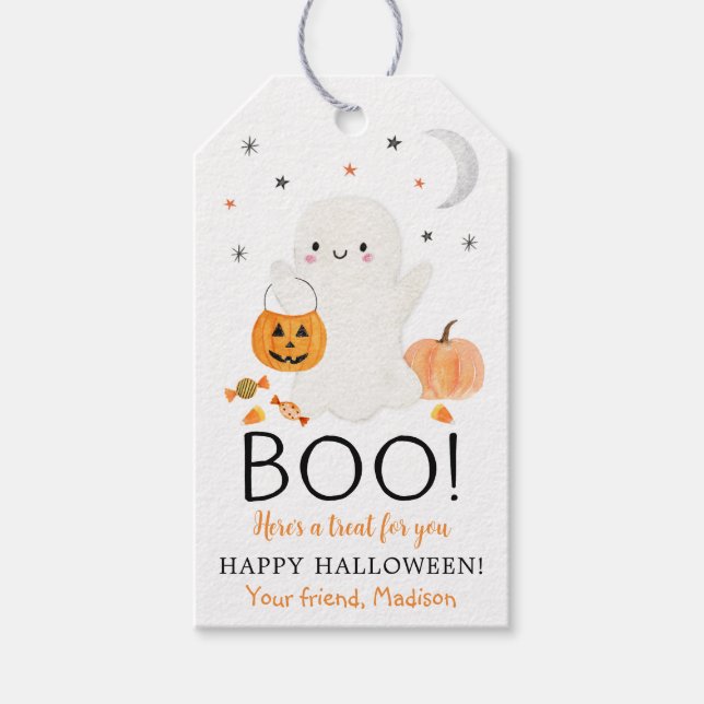 Étiquettes-cadeau BOO Ghost Halloween Favween Treat (Devant)