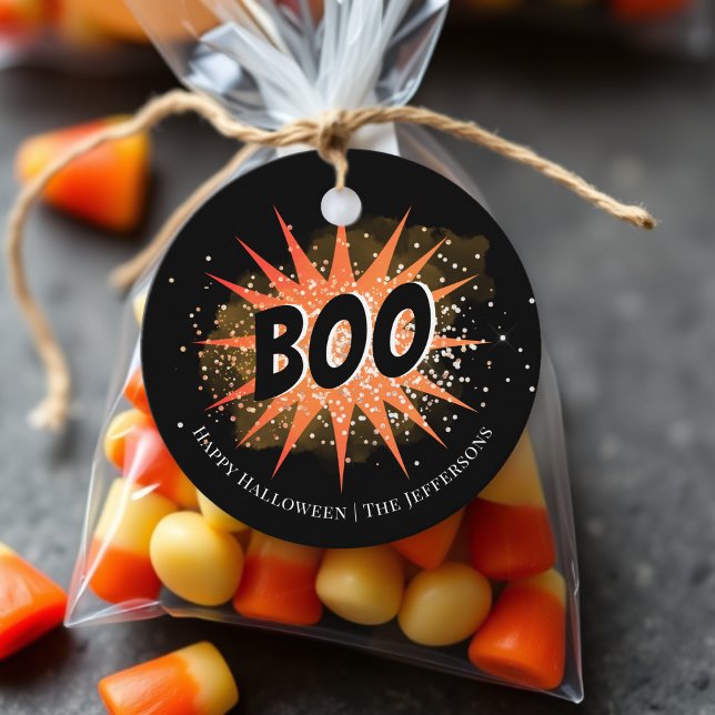 Étiquettes Cadeau Boo | Halloween noir et orange (Créateur téléchargé)