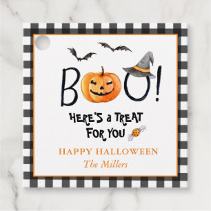 Étiquettes Cadeau BOO Happy Halloween Citrouille Carré Favoriser les