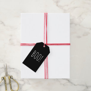 Étiquettes-cadeau Boo noir blanc minimaliste simple mignon Halloween