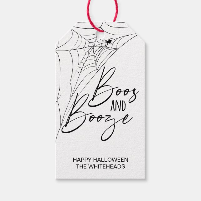 Étiquettes-cadeau Boos et Booze Halloween Party (Devant)