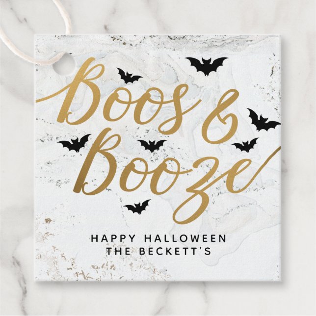 Étiquettes Cadeau Booze & Booze Adult Halloween Party (Devant)