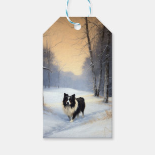 Étiquettes-cadeau Border Collie Laissez Tomber La Neige Noël