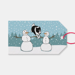 Étiquettes-cadeau Bordure Collie hiver Agilité Chien vacances à part