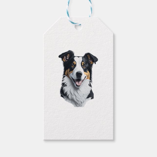 Étiquettes-cadeau Bordure face Collie (Devant)