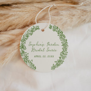 Étiquettes Cadeau Bordure florale verte dessinée à la main
