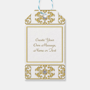 Étiquettes-cadeau Bordure Ornementale Élégante en Or avec Accent de