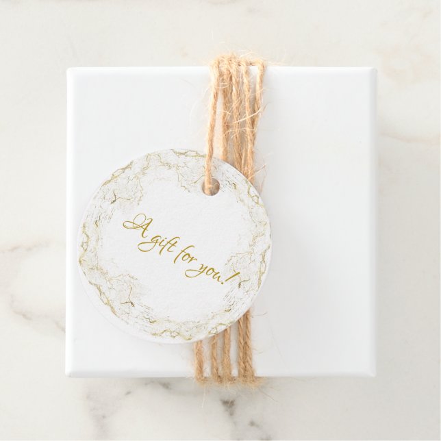 Étiquettes Cadeau Bordure pointue de brosse d'or (En situation)