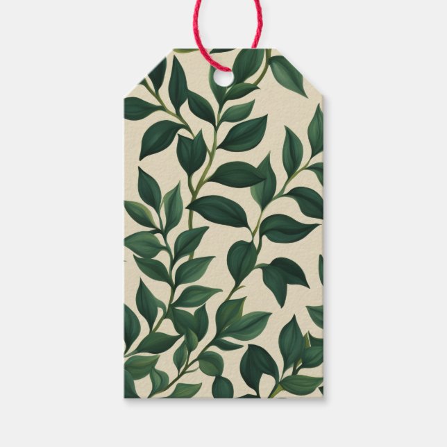 Étiquettes-cadeau Botanical green leaves (Devant)