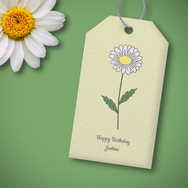 Étiquettes-cadeau Botanique Daisy Pastel Fleur Jaune (Daisy Flower Yellow Gift Tag)
