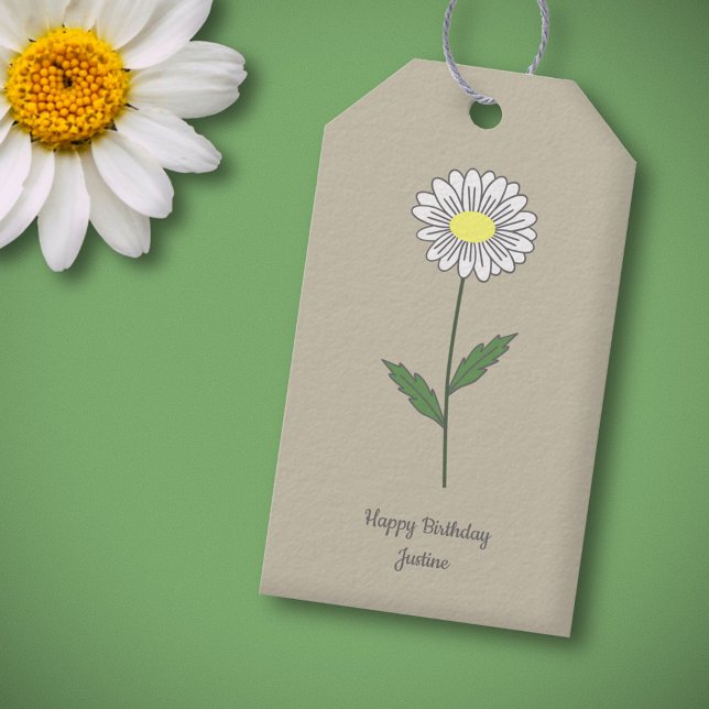 Étiquettes-cadeau Botanique Daisy Pastel Flower Brown (Daisy Flower Brown Gift Tag)