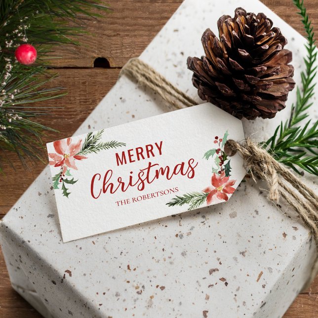 Étiquettes-cadeau Botanique de Noël Poinsettia (Créateur téléchargé)