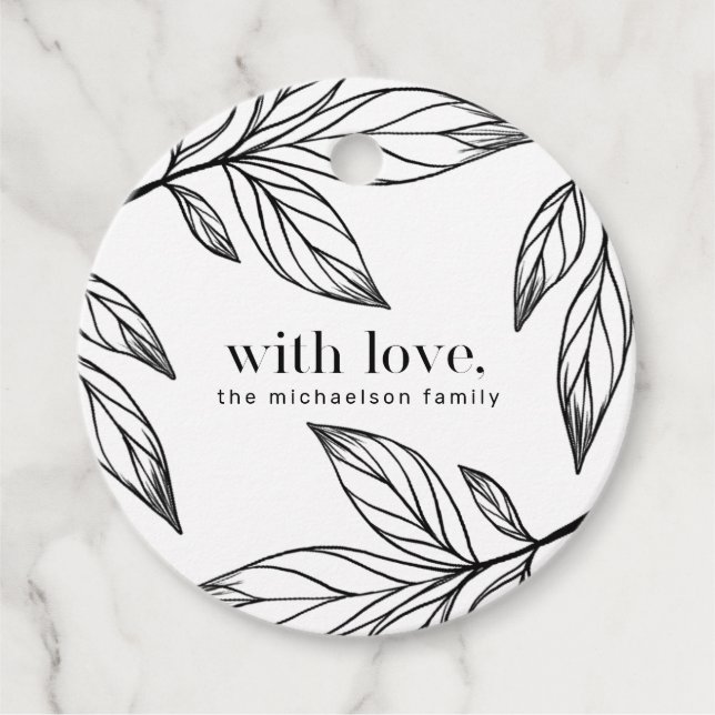 Étiquettes Cadeau Botanique d'hiver avec amour et nom Vacances (Devant)