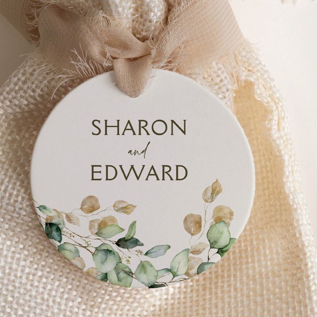 Étiquettes Cadeau Botanique Eucalyptus Vert Mariage personnalisé (Créateur téléchargé)
